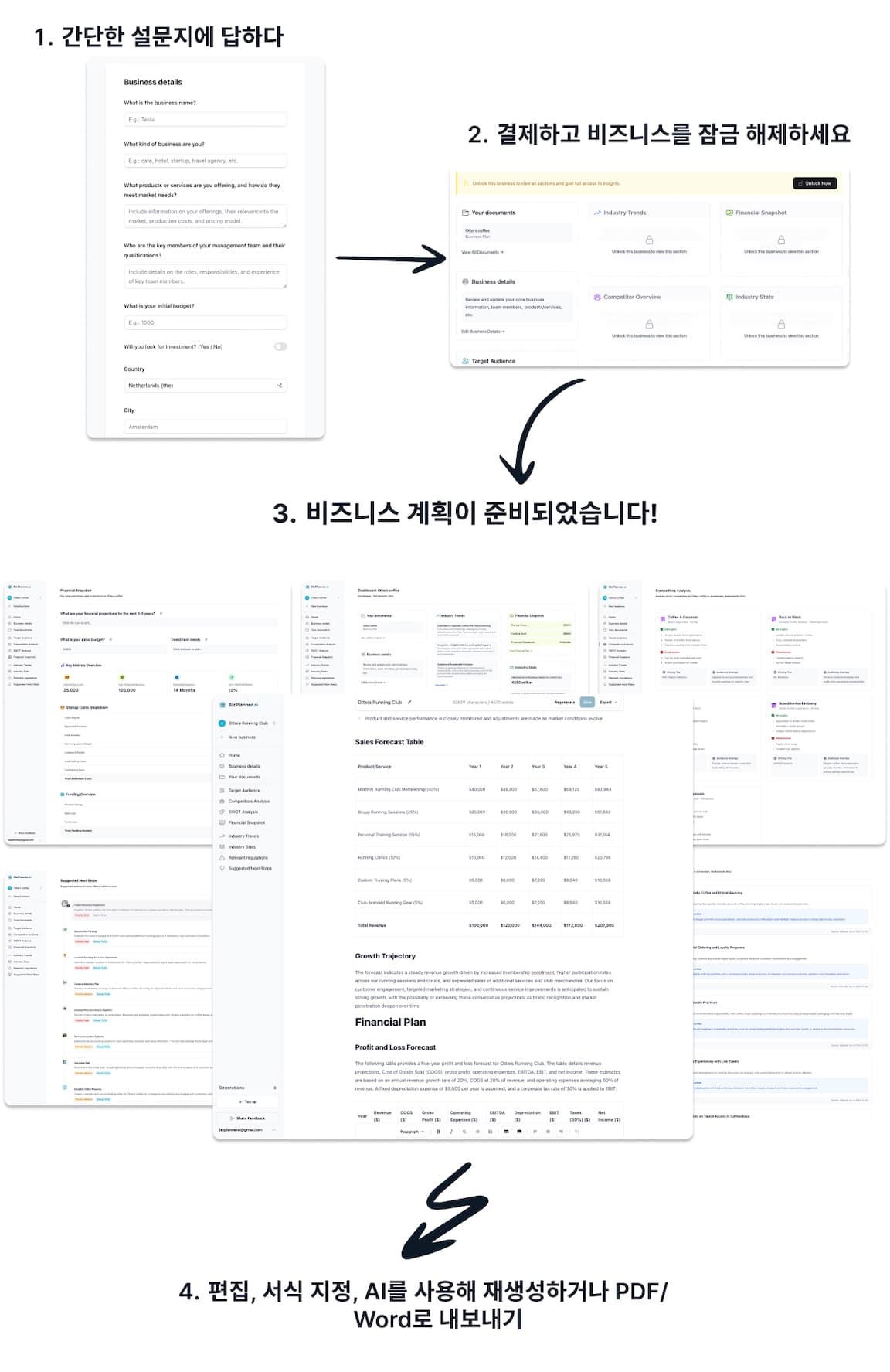 AI 비즈니스 계획 생성기 BizPlanner AI