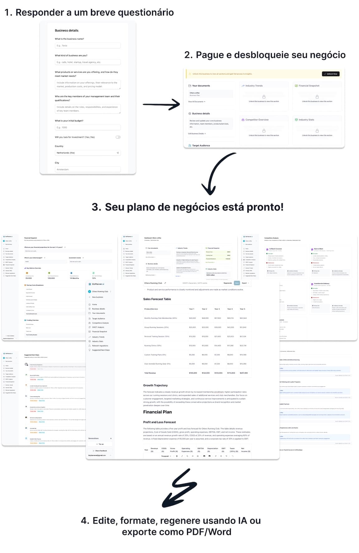 Gerador de Plano de Negócios com IA BizPlanner AI