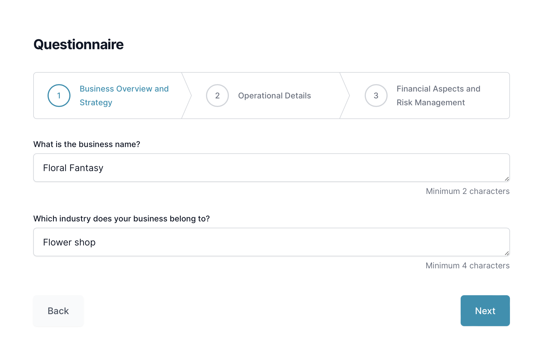 Flower shop business plan: questionnaire