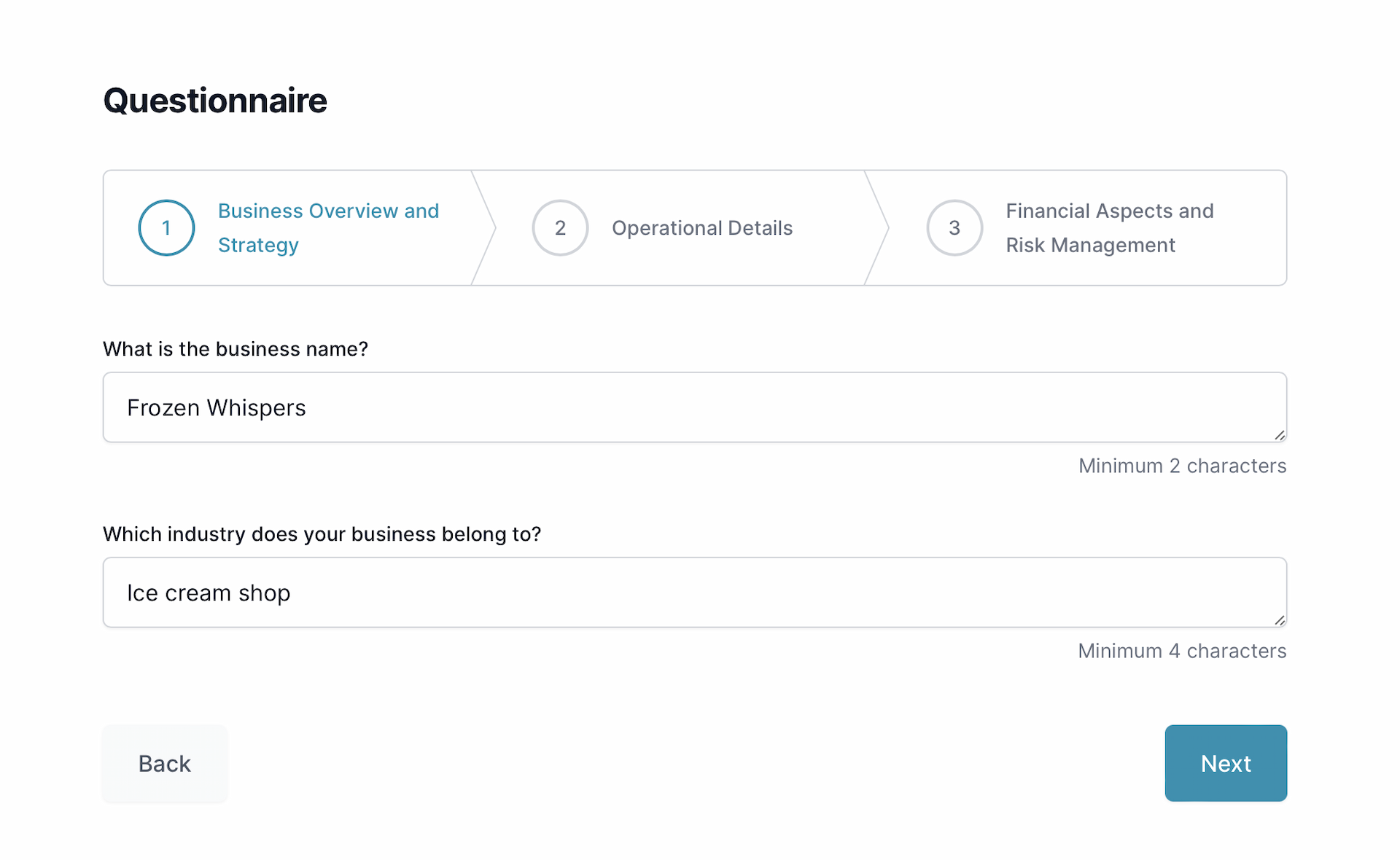Ice cream shop business plan: questionnaire