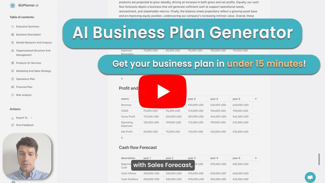 AI Business Plan Generator | Get your business plan in under 15 minutes