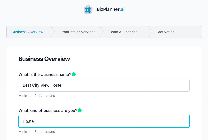 Hostel business plan: questionnaire