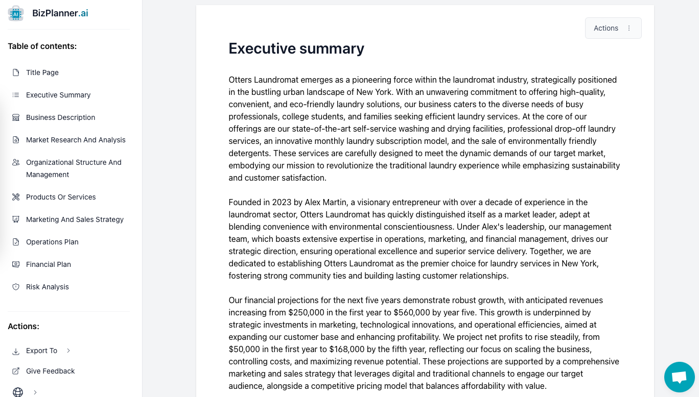 Laundromat business plan: result