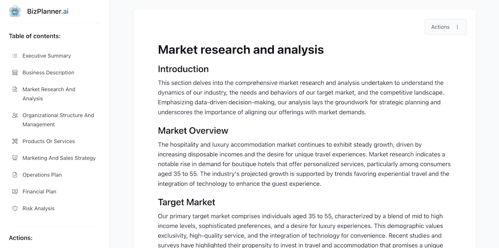 Components of a business plan: Market Research and Analysis
