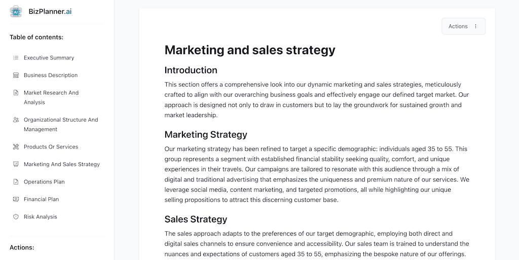 Components of a business plan: Marketing and Sales Strategy