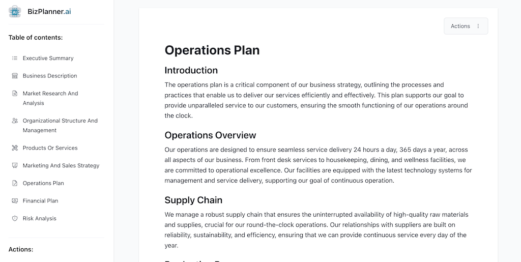 Components of a business plan: Operations Plan