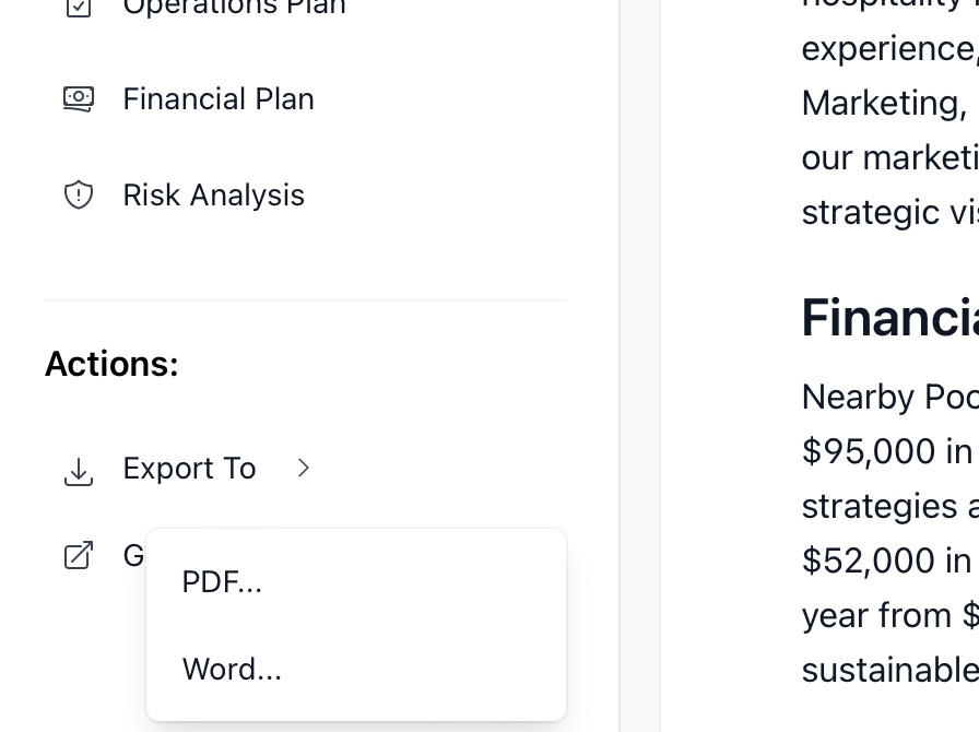 Business plan generator PDF