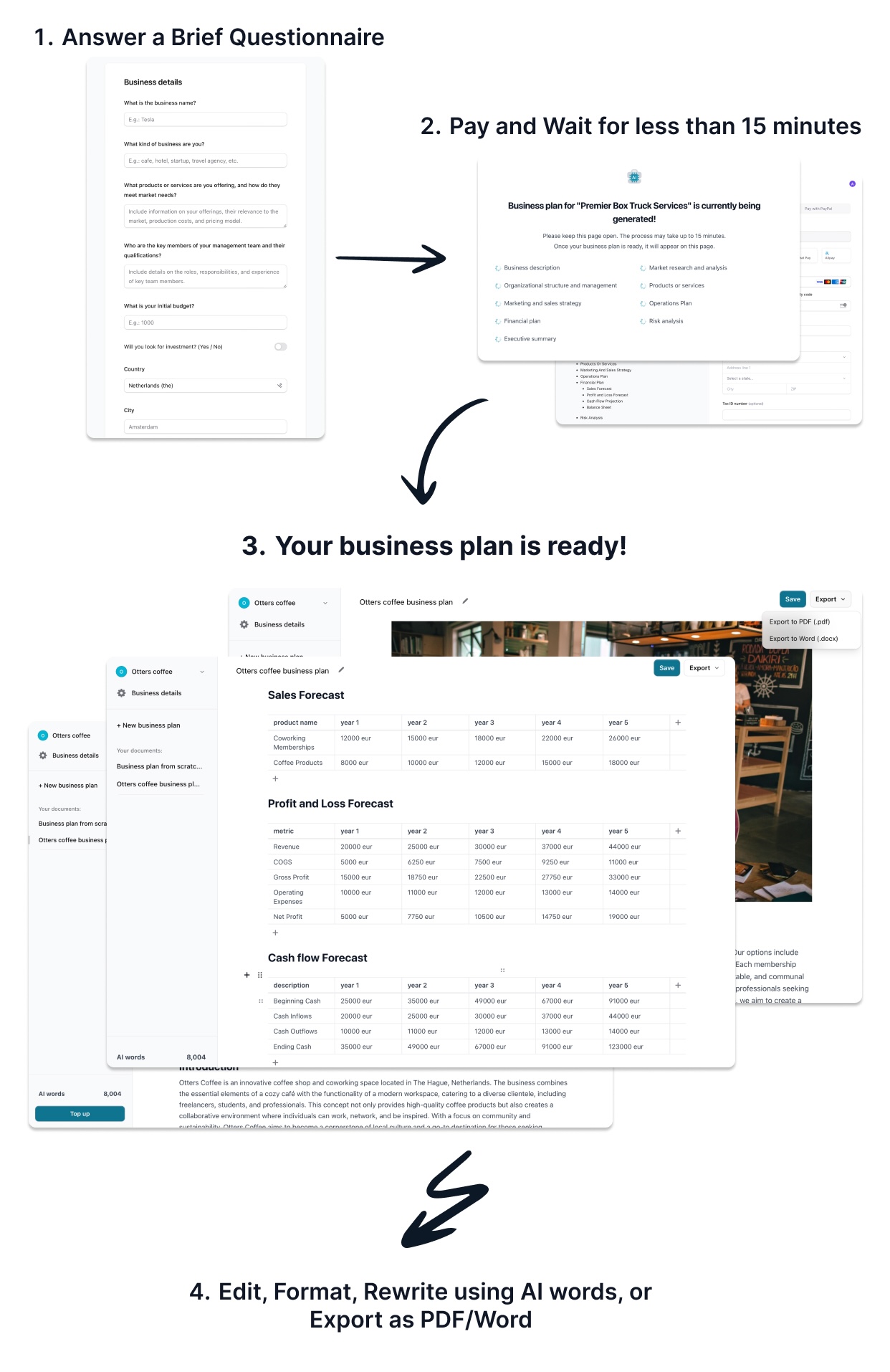 Generador de plan de negocios de IA