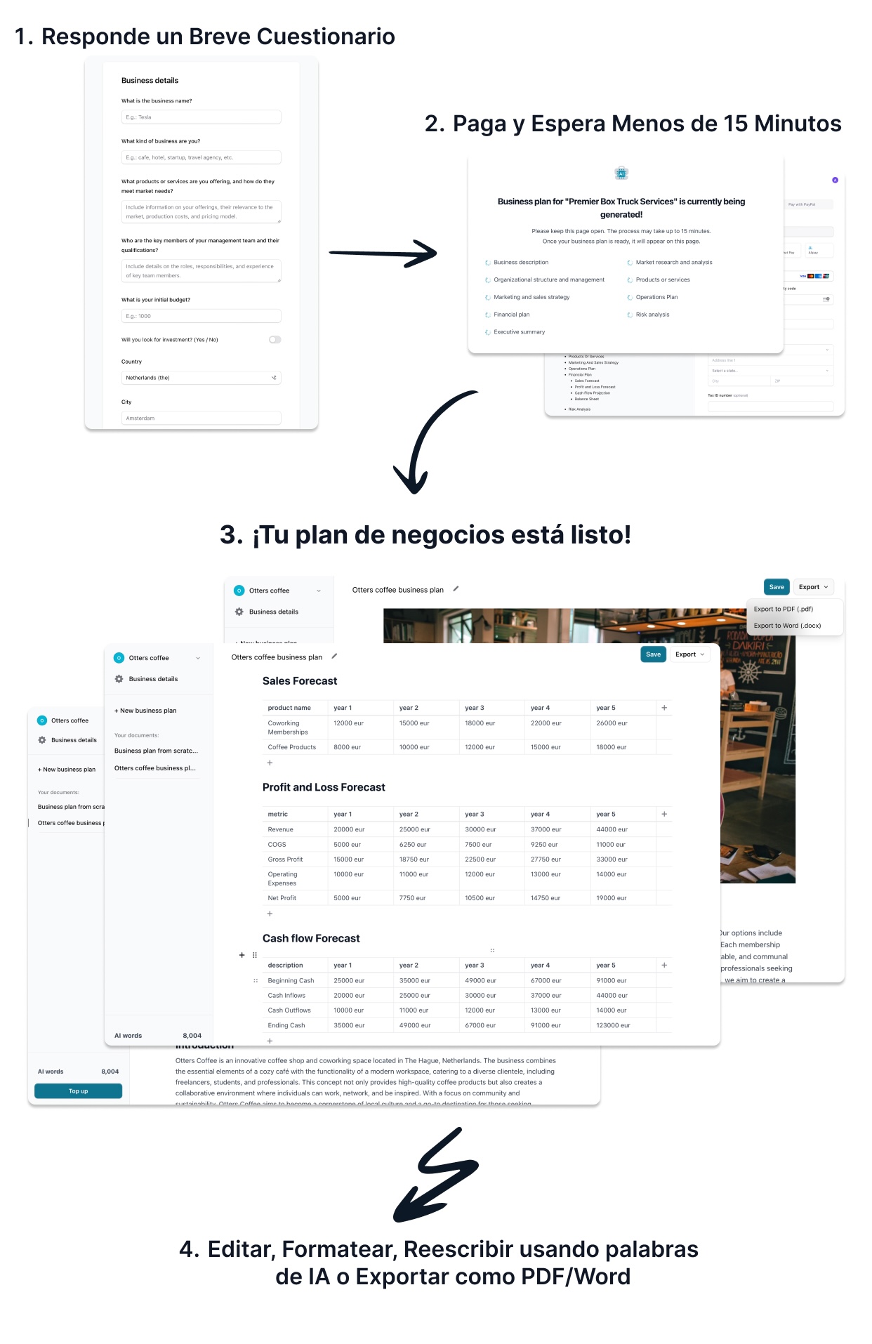 Generador de plan de negocios de IA